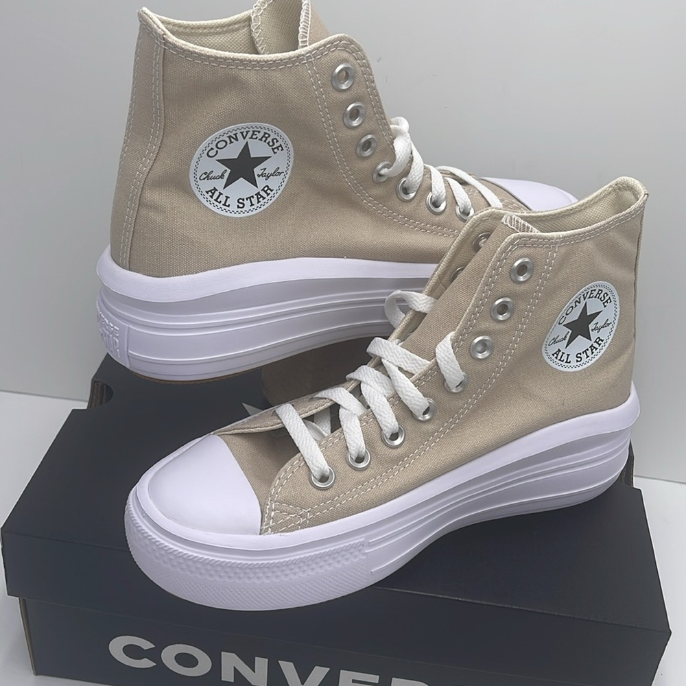 Converse WMNS A04365C CTAS MOVE HI BEACH STONE/WHITE/BEACH STONE Platforms - Picture 10 of 16